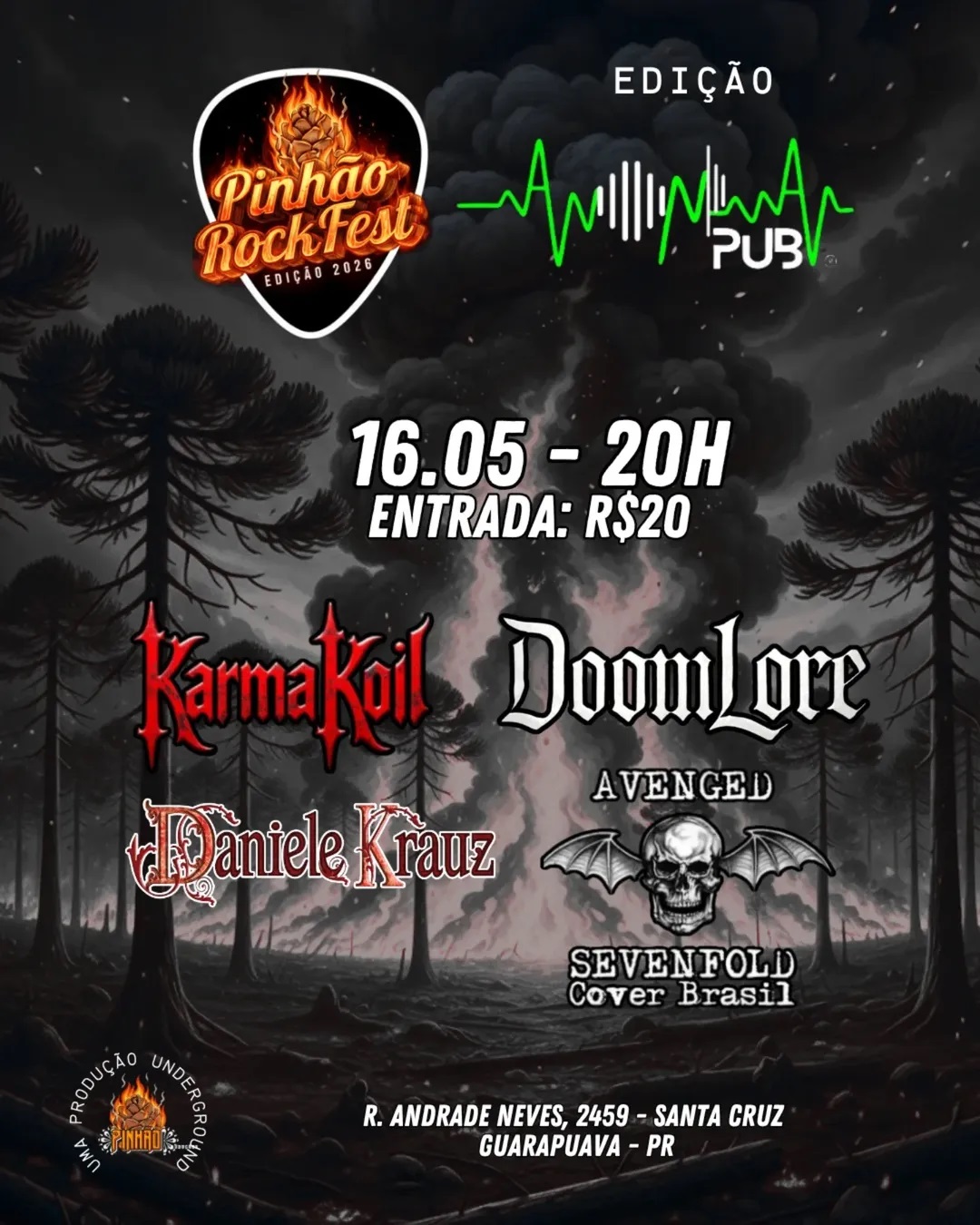 Cartaz Daniele Krauz no Pinhão RockFest