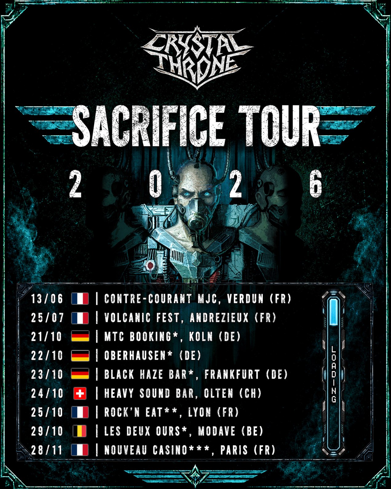 Cartaz da The Sacrifice Tour dos Crystal Throne