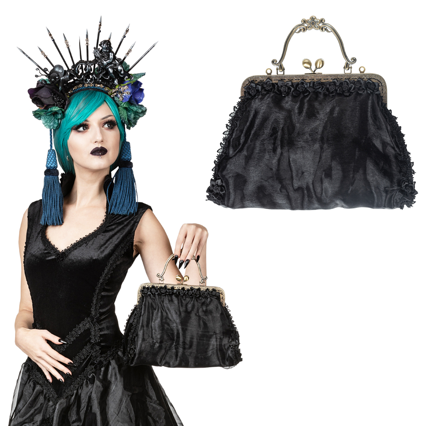 (image for) 🖤 B105 – Gothic Velvet & Organza Evening Handbag