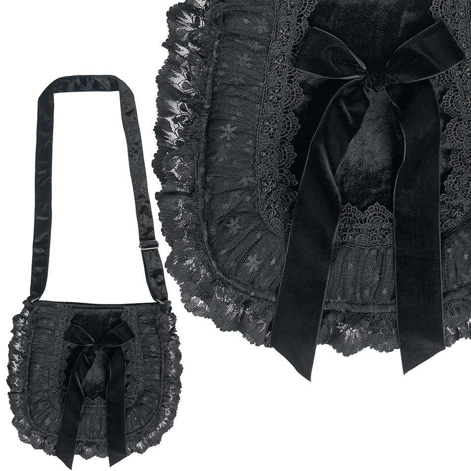 (image for) B106 – Gothic Velvet & Mesh Handbag